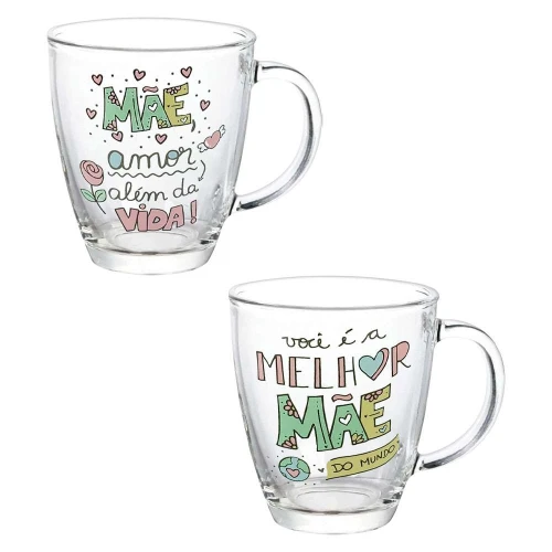 Caneca de vidro 380ml mãe sortidas