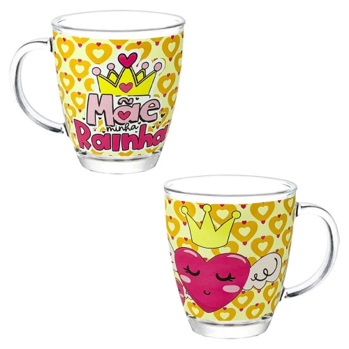 Caneca de vidro 380ml mãe sortidas