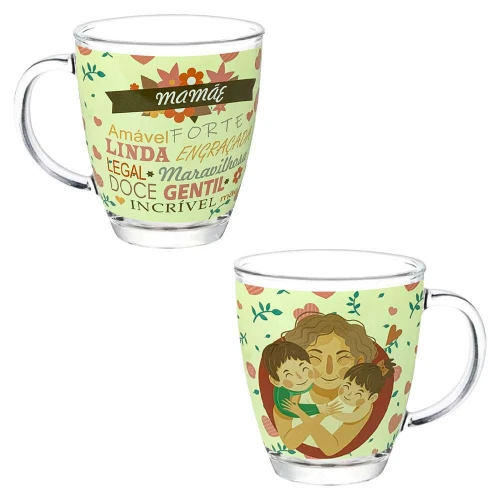 Caneca de vidro 380ml mãe sortidas