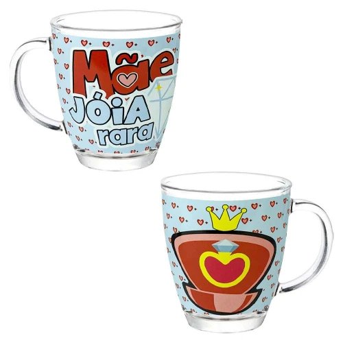 Caneca de vidro 380ml mãe sortidas
