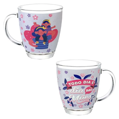 Caneca de vidro 380ml mãe sortidas
