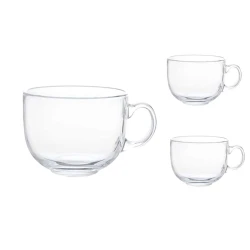 Caneca de vidro 470ml transparente 3 peças Caneca de vidro 470ml transparente 3 peças