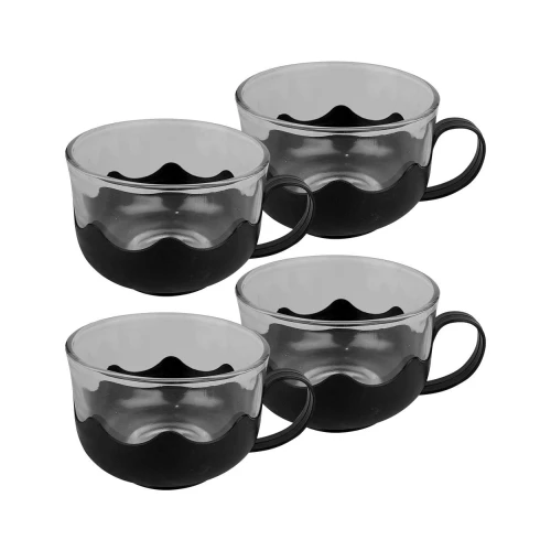 Caneca de vidro transparente 450ml decorada Clink Caneca de vidro transparente 450ml decorada Clink