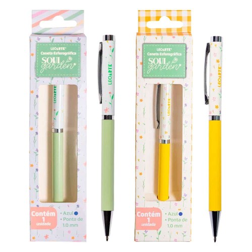 Caneta esferiográfica 1.0 soul garden azul decorada