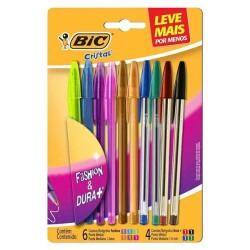 Caneta esferiográfica 1,2 Bic cristal coloridas 10 unidades