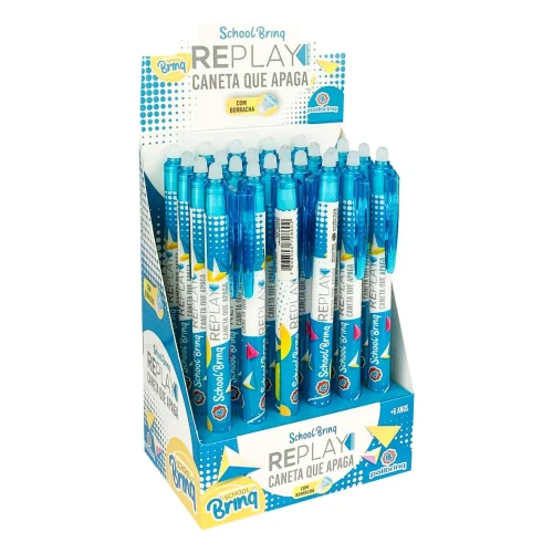 Caneta esferográfica 0,7 apagável azul replay Polibrinq Caneta esferográfica 0,7 apagável azul replay Polibrinq