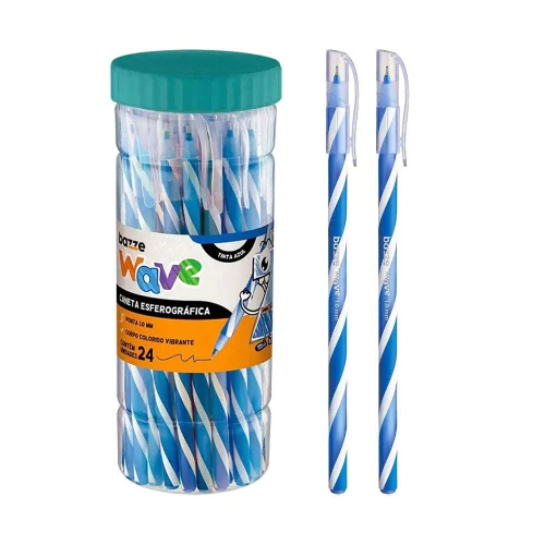 Caneta esferográfica 1.0 Bazze Wave azul com 24 unidades Caneta esferográfica 1.0 Bazze Wave azul com 24 unidades