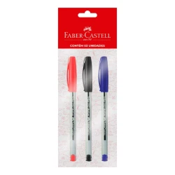 Caneta esferográfica 1.0 trilux blister com 03 unidades sortidos Faber-Castell