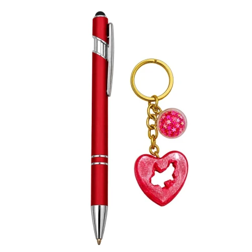 Caneta esferográfica 1,0 metal com chaveiro acrílico kit
