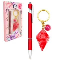 Caneta esferográfica 1,0 metal com chaveiro acrílico kit