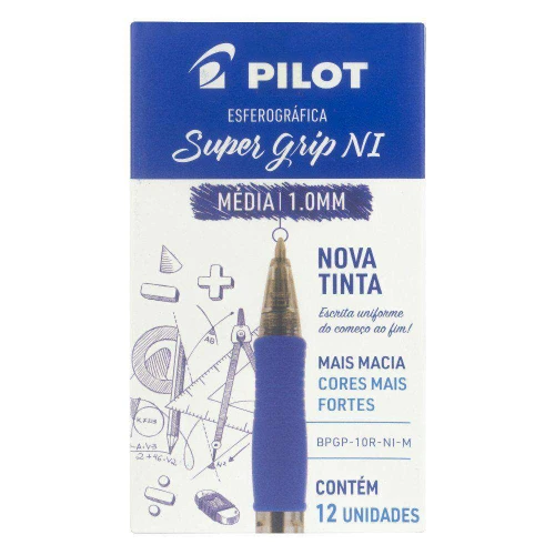 Caneta esferográfica BPS Grip retrátil 1.0 azul Pilot