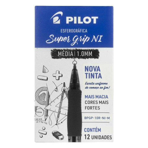 Caneta esferográfica BPS Grip retrátil 1.0 preta Pilot