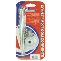 Caneta esferográfica fixa com corrente azul
