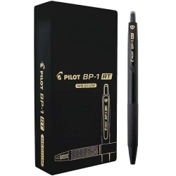Caneta esferográfica retrátil BP-1 RT 1,0 com 12 unidades preta Pilot