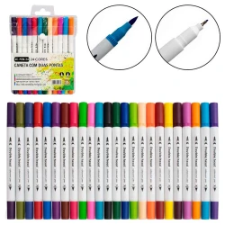 Caneta hidrocor flexgold ponta dupla com 24 unidades