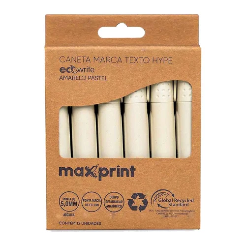 Caneta marca texto hype amarelo pastel Maxprint