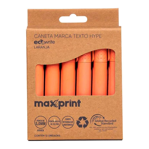 Caneta marca texto hype laranja Maxprint