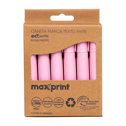 Caneta marca texto hype rosa pastel Maxprint