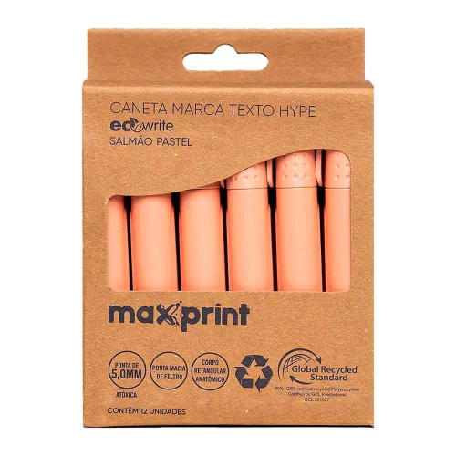 Caneta marca texto hype salmão pastel Maxprint