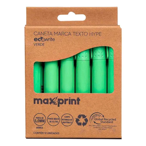 Caneta marca texto hype verde Maxprint