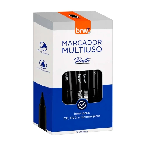 Caneta para cd/dvd/retroprojetor preto Brw Caneta para cd/dvd/retroprojetor preto Brw