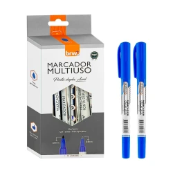 Caneta para retroprojetor ponta dupla azul Brw