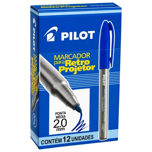 Caneta para retroprojetor ponta média 2.0 azul Pilot Caneta para retroprojetor ponta média 2.0 azul Pilot