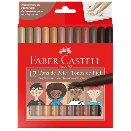 Canetinha hidrocor ponta vai e vem com 12 unidades Faber Castell Canetinha hidrocor ponta vai e vem com 12 unidades Faber Castell