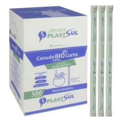 Canudo plástico sache biodegradável com 500 unidades Plastsul