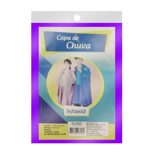 Capa de chuva infantil EVA sortido tamanho único 97cm Imporiente
