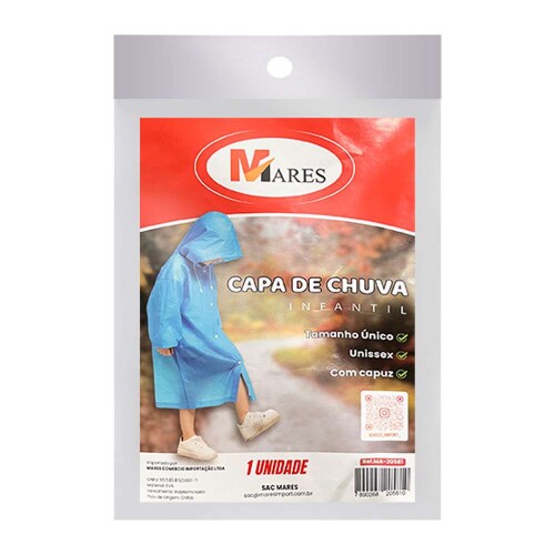 Capa de chuva infantil plástica tamanho único lisa sortidas