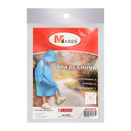 Capa de chuva infantil plástica tamanho único lisa sortidas