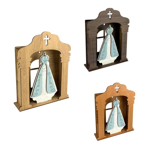 Capela de mdf decorativa com nossa senhora 25,5x20x5,5cm sortidas
