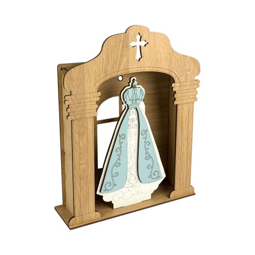 Capela de mdf decorativa com nossa senhora 25,5x20x5,5cm sortidas