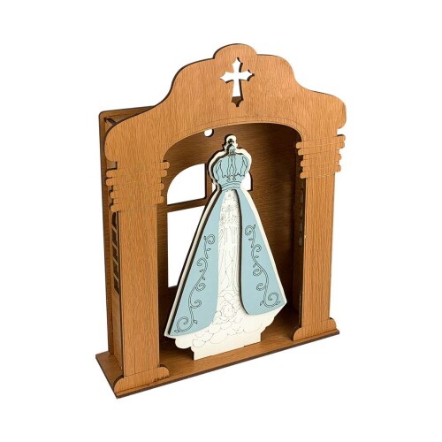 Capela de mdf decorativa com nossa senhora 25,5x20x5,5cm sortidas