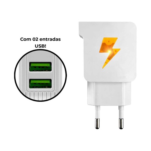 Carregador Para iphone lightining 4.8A com 02 saídas usb
