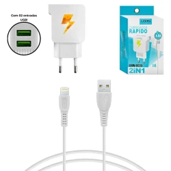 Carregador Para iphone lightining 4.8A com 02 saídas usb