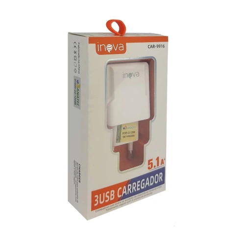 Carregador adaptador usb 5.1a 3 saídas CAR-9916