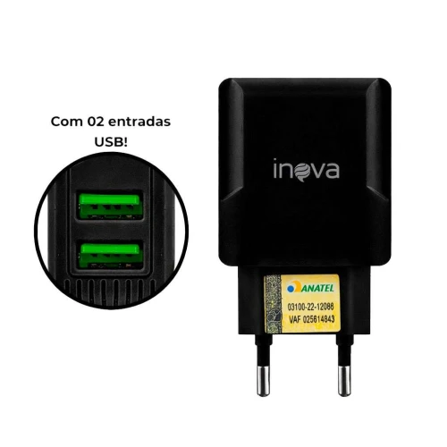 Carregador para Iphone 3.1A com 02 saídas usb Inova