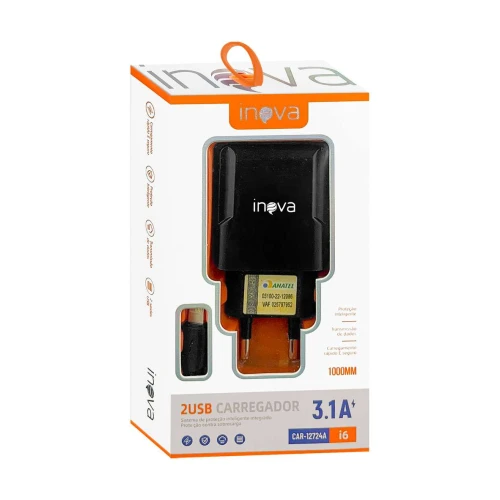 Carregador para Iphone 3.1A com 02 saídas usb Inova