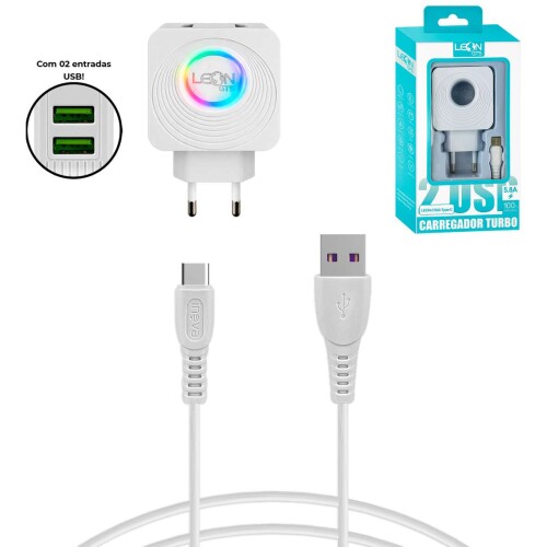 Carregador para celular tipo C turbo 5.8A com 02 saídas Inova