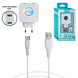 Carregador para celular tipo c turbo 5.8A 2 saida