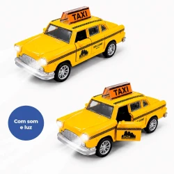 Carro de metal a fricção 12cm Taxi com luz e som
