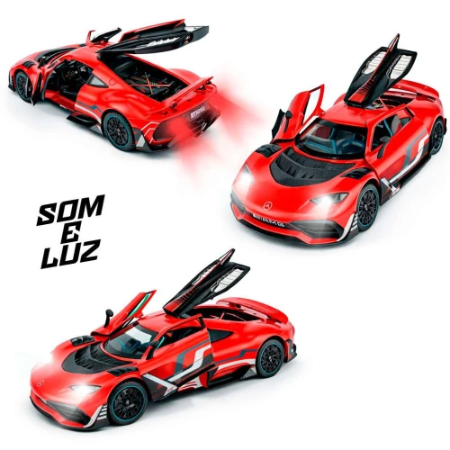 Carro de metal com som e luz Mercedes Amg 21cm