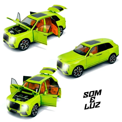 Carro de metal com som e luz suv Rolls Royce 21cm