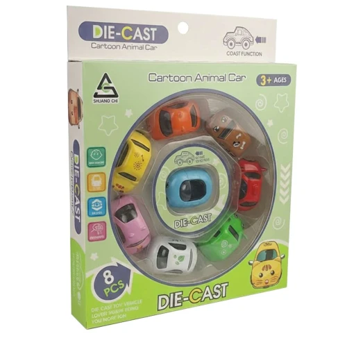 Carro de metal mini a friccao 8 peças