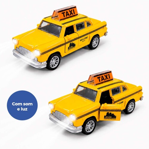 Carro de metal a fricção 12cm Taxi com luz e som Carro de metal a fricção 12cm Taxi com luz e som
