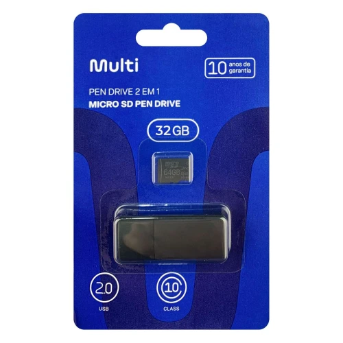 Cartão de memória 2X1 32GB micro sd/usb MC163 Multilaser