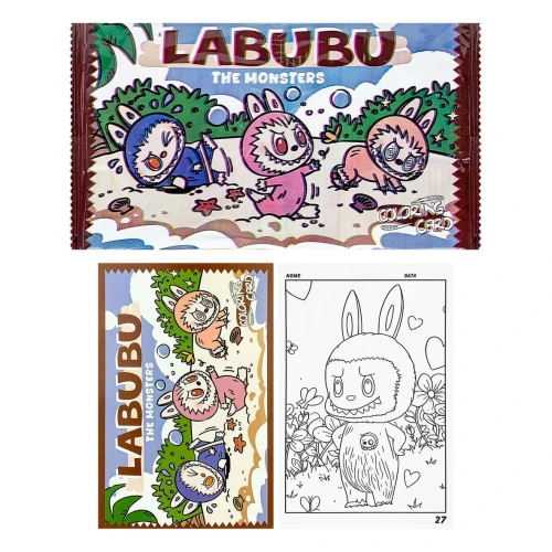 Cartão para colorir com 04 cards Labubu