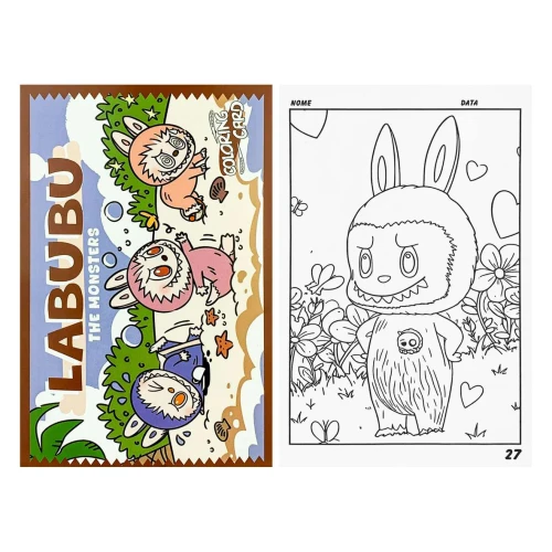 Cartão para colorir com 04 cards Labubu